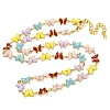 304 Stainless Steel Colorful Enamel Butterfly Link Chain Necklaces NJEW-P315-05G-1