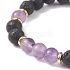 7Pcs 7 Style Natural Mixed Gemstone & Lava Rock Round Beaded Stretch Bracelets Set BJEW-JB08914-3