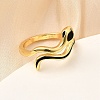 Brass Enamel Cuff Rings for Women RJEW-F188-04G-01-3