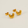 Chunk Letter 304 Stainless Steel Stud Earrings for Women EJEW-G386-01W-G-1