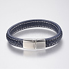 Braided Leather Cord Bracelets BJEW-H561-07E-2