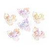 Transparent Rainbow Iridescent Plating Acrylic Bead Caps MACR-C009-02-1