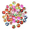 50Pcs Flower Printed Glass Cabochons GGLA-SZ0001-18-7