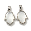 Rack Plating Brass Pave Natural White Shell Pendants KK-U025-04P-01-1