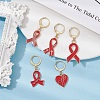 AIDS Awareness Ribbon Alloy Enamel Pendant Locking Stitch Markers HJEW-JM01418-2