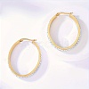 Elegant Gold Plated Geometric Hoop Earrings with Sparkling Crystals SL7342-1