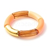 Chunky Acrylic & CCB Plastic Curved Tube Beads Stretch Bracelets Set for Women BJEW-JB07318-2