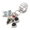 Rack Plating Alloy Aquamarine Rhinestone European Dangle Charms PALLOY-S189-25P-2