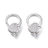Brass Micro Pave Clear Cubic Zirconia Lobster Claw Clasps ZIRC-Q024-15P-1