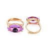 Evil Eye Glass Ajuastable Rings RJEW-S048-002G-NF-3