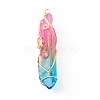 Electroplate Natural Quartz Crystal Pendants PALLOY-JF00741-02-5