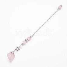 Rough Natural Rose Quartz Dowsing Pendulums PALLOY-JF00291-01