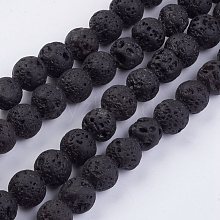 Natural Lava Rock Beads Strands G-F436-8mm