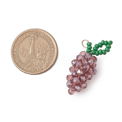 Handmade Glass Beaded Grape Pendants PALLOY-MZ00489-1