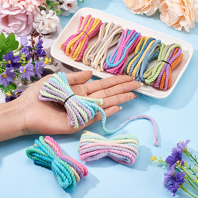 8 Bags 8 Colors 3-Ply Round Cotton Twisted Cord OCOR-TA0003-82B-1