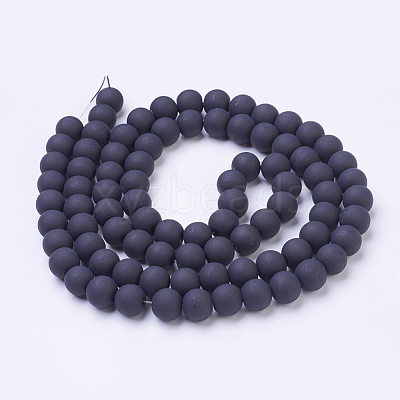 Baking Paint Frosted Glass Bead Strands X-GLAA-S031-10mm-38-1