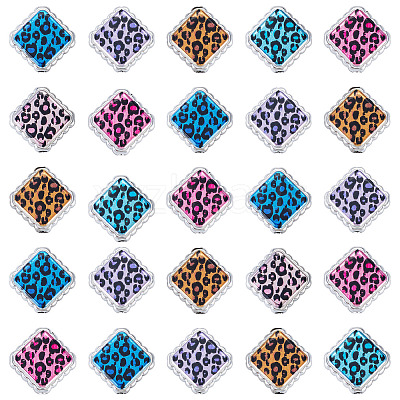 30Pcs UV Plating Printed Opaque Acrylic Beads OACR-TA0001-73C-1