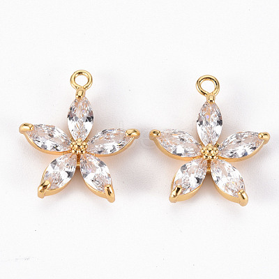 Brass Micro Pave Clear Cubic Zirconia Pendants X-ZIRC-S068-039-NF-1