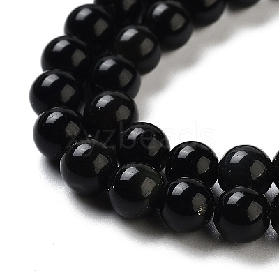 Natural Obsidian Bead Strands G-R173-6mm-02-1