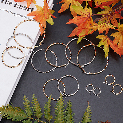 12Pairs 12 Style Stainless Steel Hoop Earrings STAS-UN0028-53-1