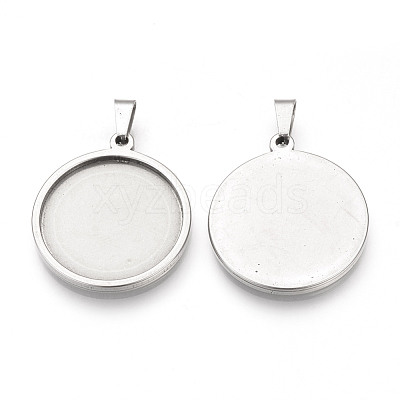 Tarnish Resistant 201 Stainless Steel Pendant Cabochon Settings STAS-S073-05P-1
