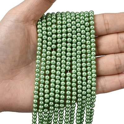 Eco-Friendly Dyed Glass Pearl Round Beads Strands HY-A002-4mm-RB008N-1