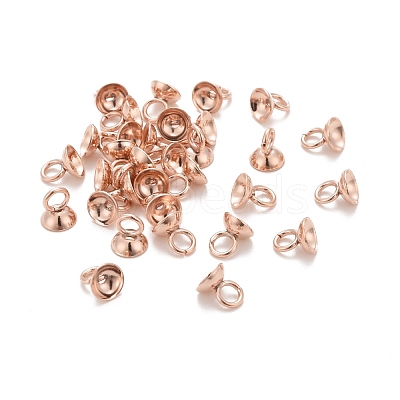 201 Stainless Steel Bead Cap Pendant Bails STAS-L244-27C-RG-1