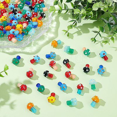 80Pcs 10 Colors Handmade Lampwork Beads LAMP-ME0001-06-1
