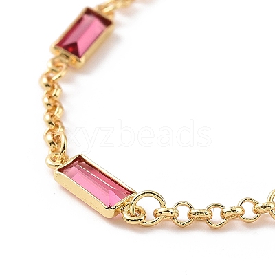 Rectangle Cubic Zirconia Chain Bracelets BJEW-G654-02G-01-1
