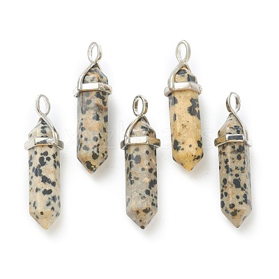 Natural Dalmatian Jasper Pointed Pendants G-M378-01P-A10-1