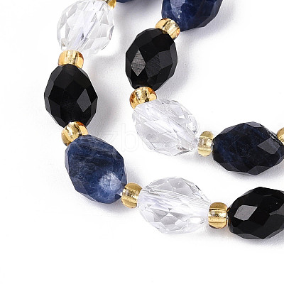 Natural Obsidian & Sodalite & Quartz Crystal Beads Strands G-N358-04A-02-1