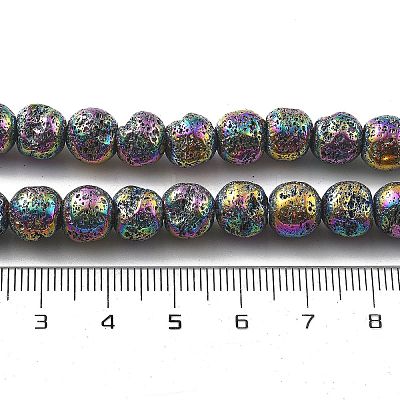 Electroplated Natural Lava Rock Beads Strands G-A251-E01-01G-1