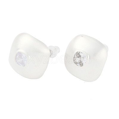 Square Brass Drawbench Stud Earring EJEW-L288-004S-1
