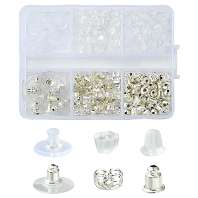 6 Styles Brass Bullet Clutch Bullet Clutch Earring Backs with Pad FIND-FS0003-08P-1