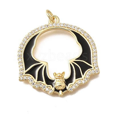 Brass Micro Pave Cubic Zirconia Pendants KK-Q043-20G-02-1