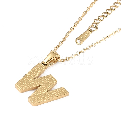Ion Plating(IP) Initial Letter 304 Stainless Steel Pendant Necklaces NJEW-M199-01G-W-1