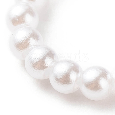 Plastic Imitation Pearl & Millefiori Glass Beaded Finger Ring for Women RJEW-JR00484-1