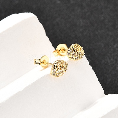 Shell Shape Brass Micro Pave Clear Cubic Zirconia Stud Earrings EJEW-A135-02G-1