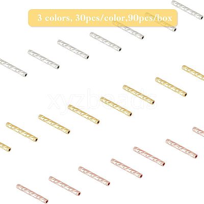 SUPERFINDING 40pcs 2 Color Brass Tube Beads KK-FH0003-26-1