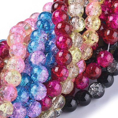 Two Tone Crackle Glass Beads X-CCG-Q002-8mm-M-1