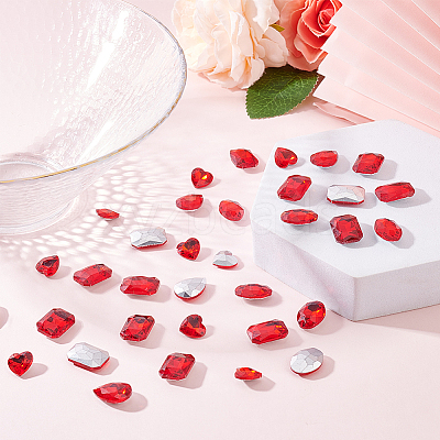 64Pcs 4 Style Glass Rhinestone Cabochons RGLA-FG0001-11B-1