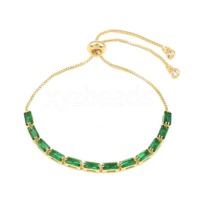 Rectangle Brass Micro Pave Cubic Zirconia Slider Bracelets KK-A305-02G-04-1