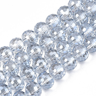 Electroplate Transparent Glass Beads Strands EGLA-N002-31-F01-1