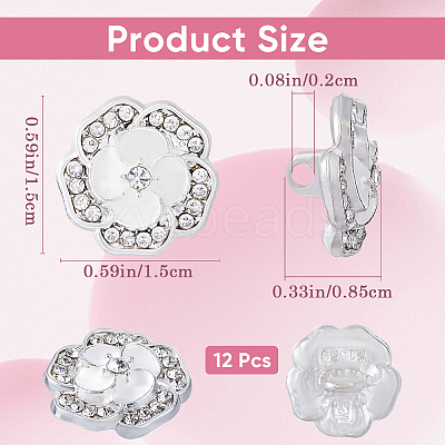12Pcs Alloy Rhinestone Shank Buttons BUTT-GF0003-66-1