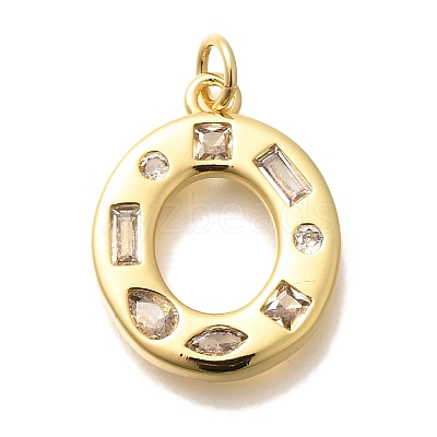 Brass Micro Pave Clear Cubic Zirconia Pendants KK-G521-01G-O-1