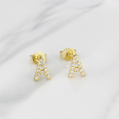 Brass Clear Cubic Zirconia Stud Earrings WGC2A80-01-1