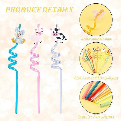 Wholesale Gorgecraft 8Pcs 8 Colors PET Spiral Drinking Straws 