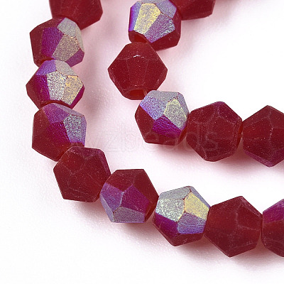 Imitate Austrian Crystal Bicone Frosted Glass Beads Strands GLAA-F029-TM4mm-A27-1