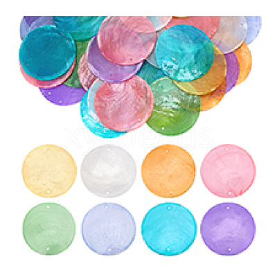 80Pcs 8 Colors Natural Capiz Shell Connector Charms SHEL-PH0001-49-1