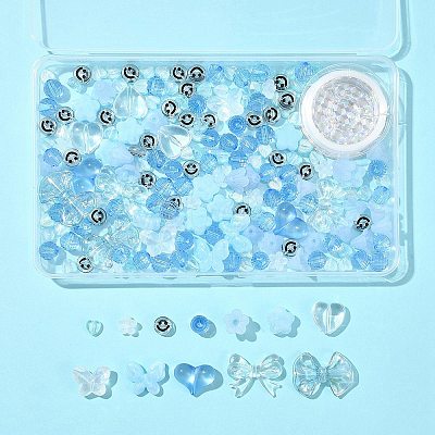 219Pcs 12 Styles Acrylic Beads with 1 Roll Strong Stretchy Beading Elastic Thread OACR-FS0001-58-1
